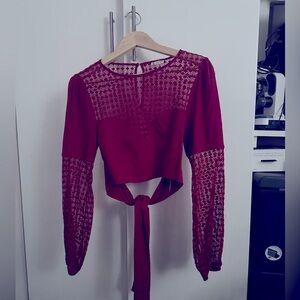 Free people gorgeous red crop tie top!!